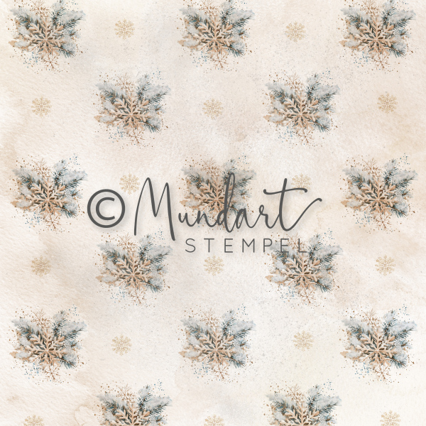 Designpapier Schneeflocken gold