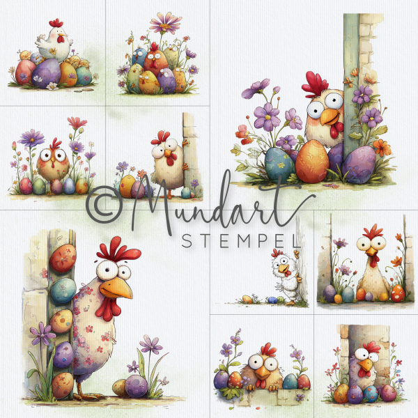 Designpapier Hühner