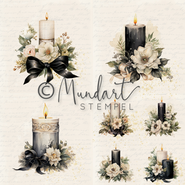 Designpapier Trauer Kerzen