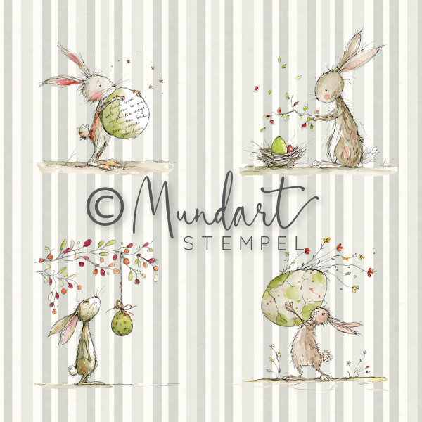 Designpapier Hoppelhase geviertelt