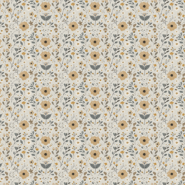 Designpapier Skandi Blumen senfgelb