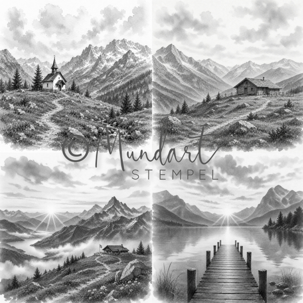 Designpapier See und Berge