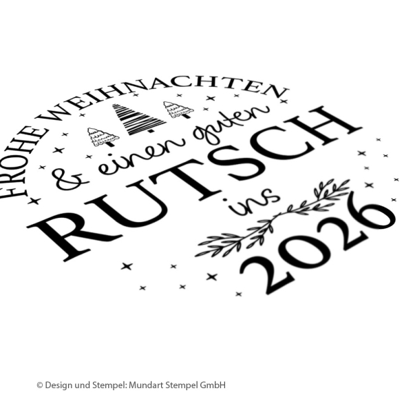 Holzstempel frohe Weihnachten & einen guten Rutsch ins 2026