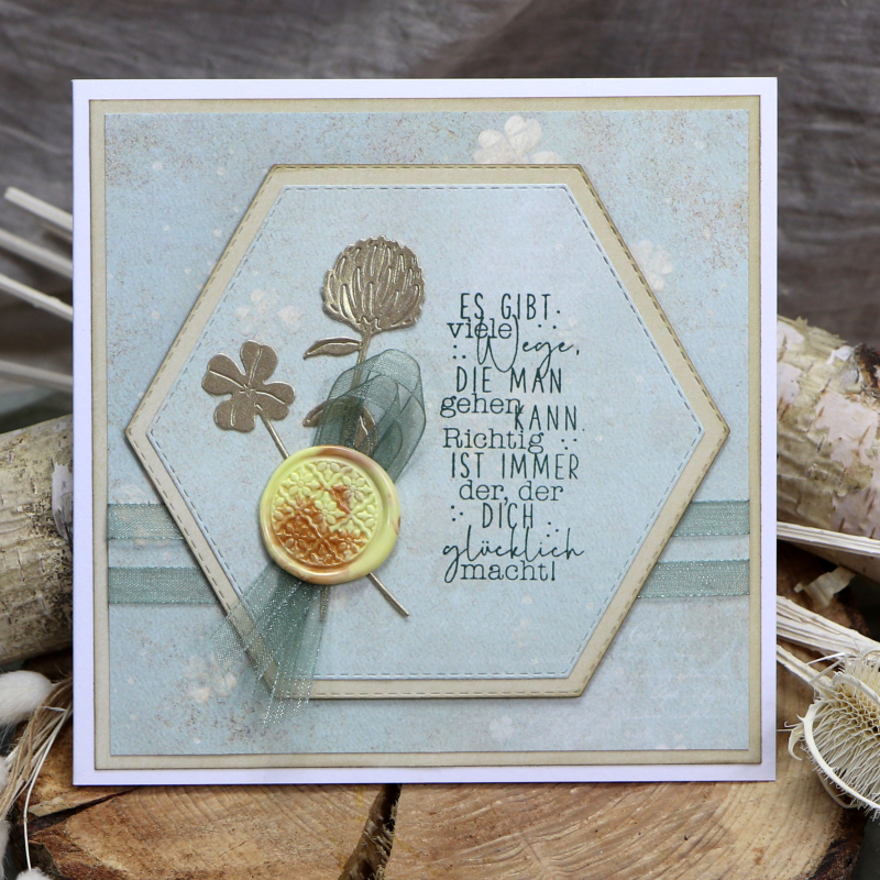 Designpapier Kleeblätter gold (doppelseitig bedruckt)