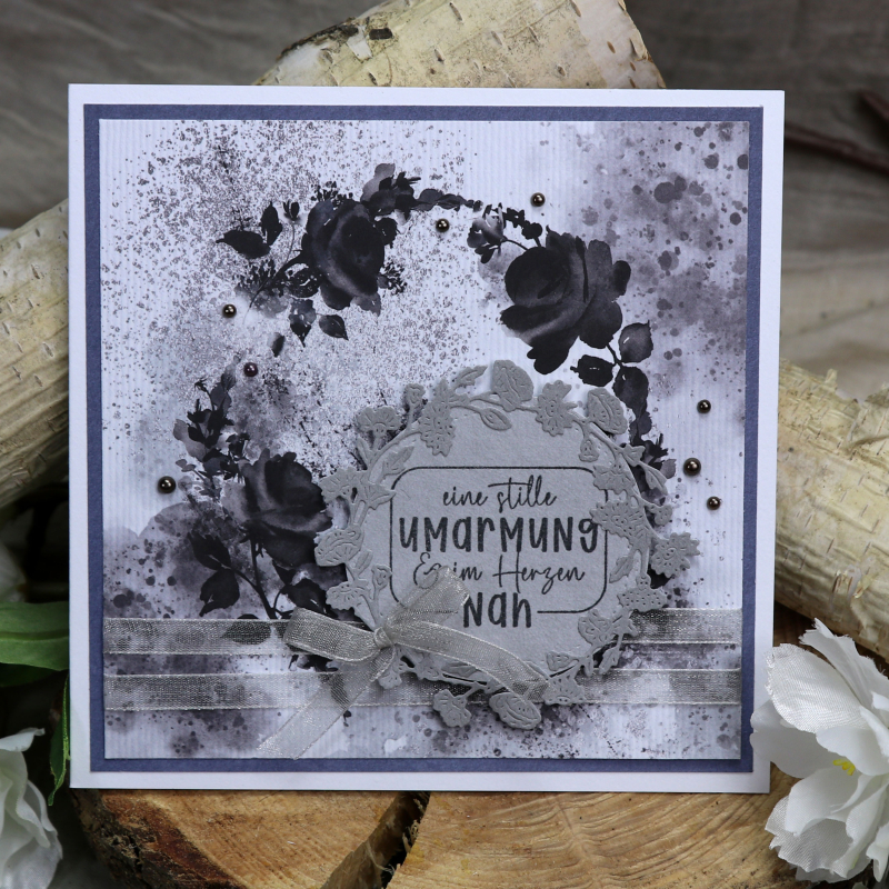 Holzstempel eine stille Umarmung und im Herzen nah