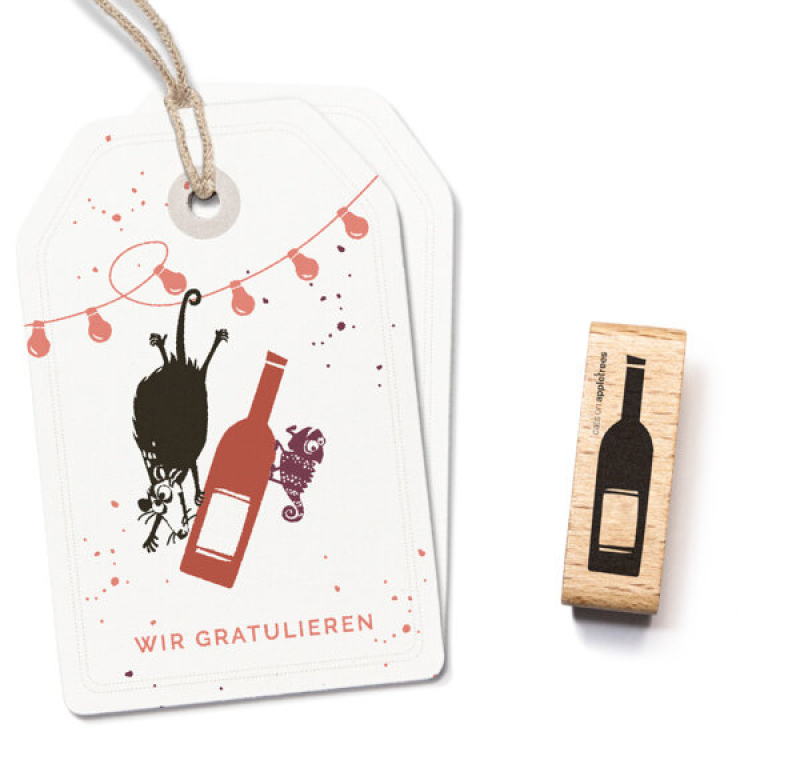 Holzstempel Flasche