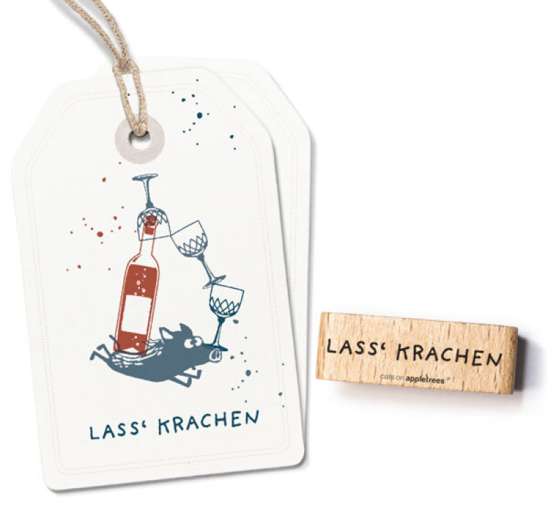 Holzstempel Lass' krachen