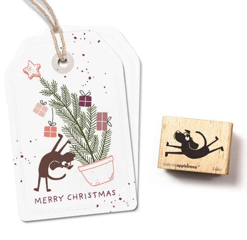 Holzstempel Hund Loke springt