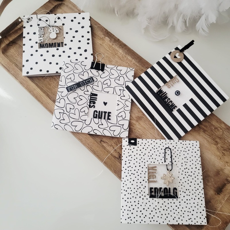 Stanzschablonen-Set Zusatz Texte Mini gute Wünsche