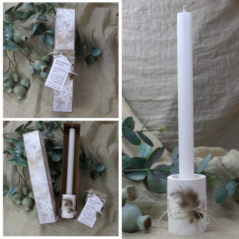 Geschenkverpackung Kerze mit Kerzenständer (Nicht in den Warenkorb legen! Download-Link in der Beschreibung)