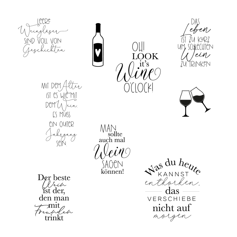 Klarsichtstempel-Set Weinmomente