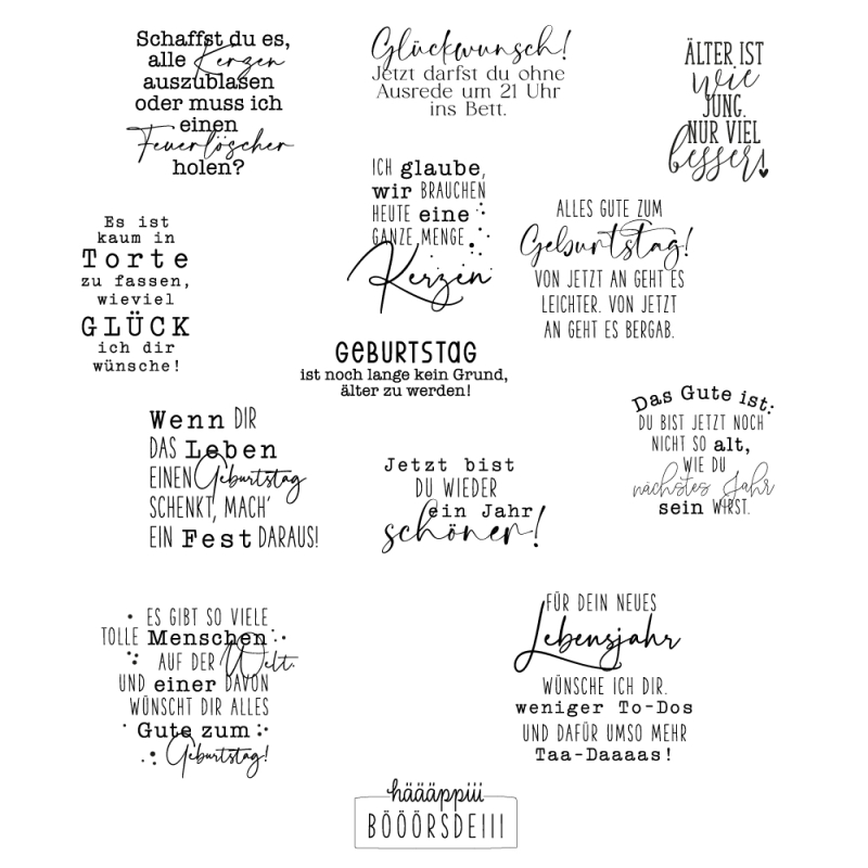 Klarsichtstempel-Set lustig-freche Geburtstagssprüche