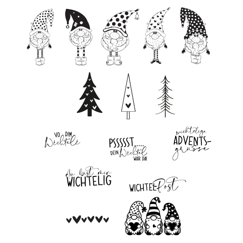 Klarsichtstempel-Set Wichtelfreude