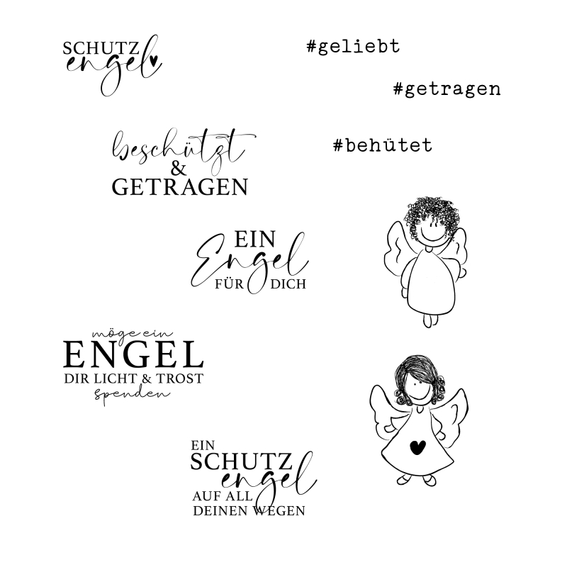 Klarsichtstempel-Set Schutzengel