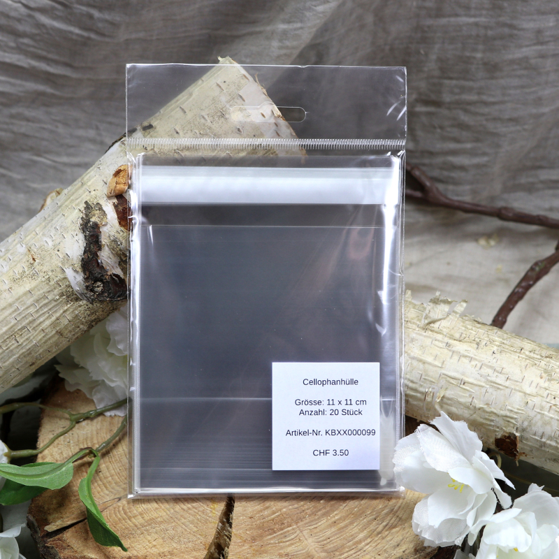 Cellophanhülle transparent 11 x 11 cm (20 Stück)