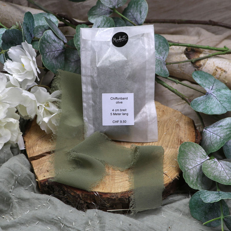 Chiffonband olive (5 Meter lang)
