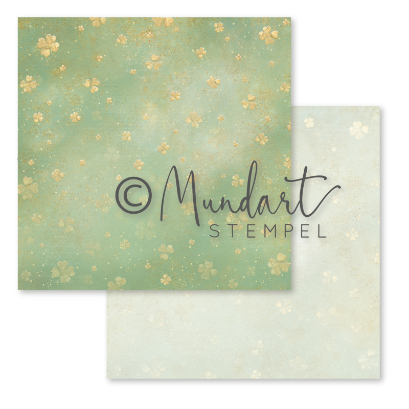 Designpapier Kleeblätter gold (doppelseitig bedruckt)