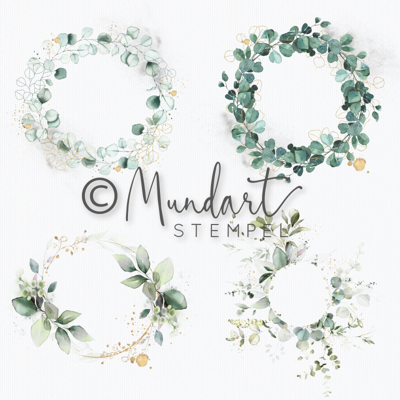 Designpapier Eucalyptus Kränze