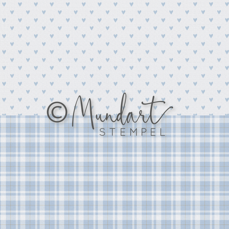 Designpapier Herzen und Karo blau