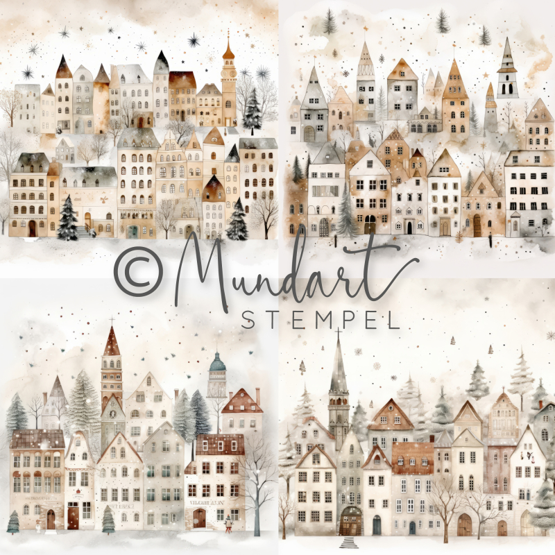 Designpapier Winterdorf