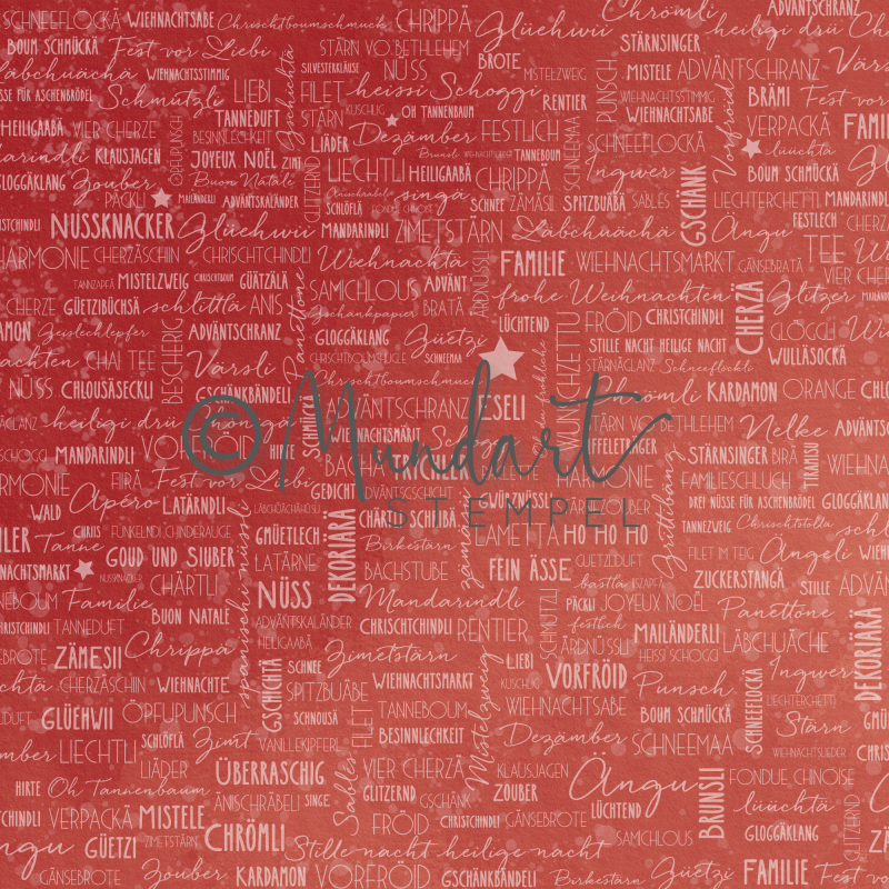 Designpapier Revival Schlagwörter Mundart Weihnachten rot