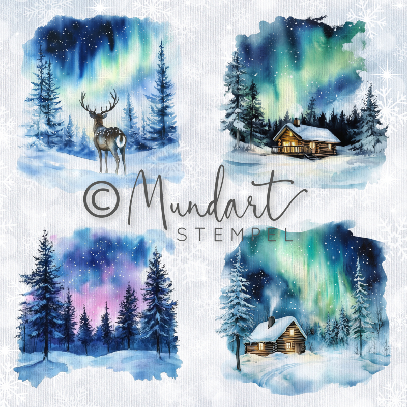 Designpapier Polarlichter