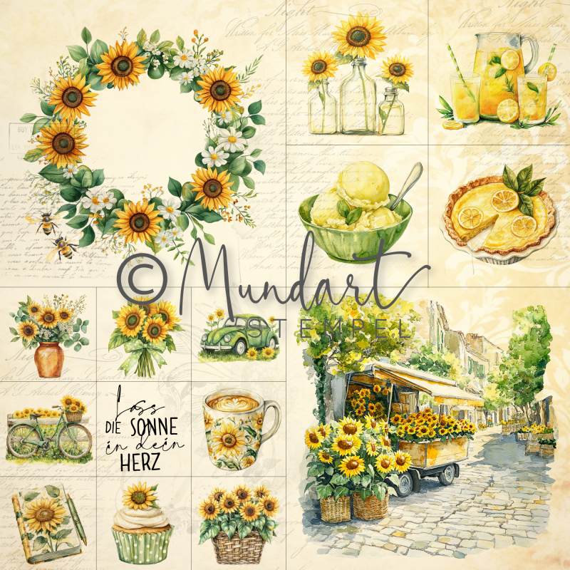 Designpapier Sommer in gelb