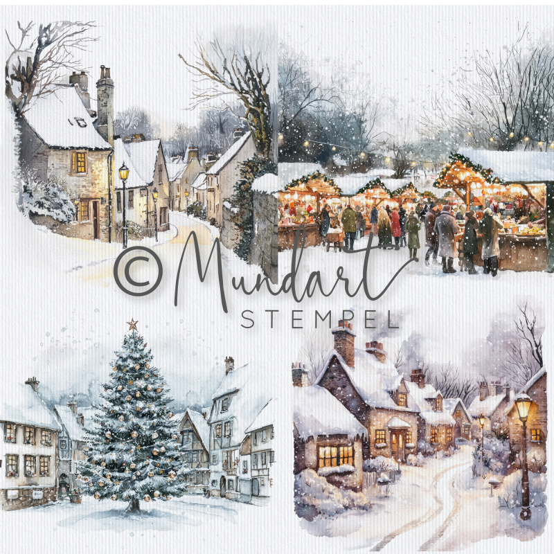 Designpapier Winterliche Dorfmomente