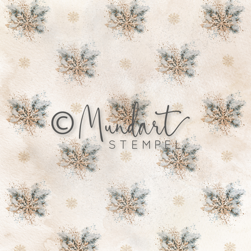 Designpapier Schneeflocken gold