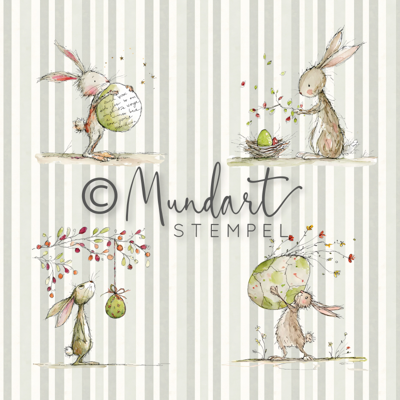 Designpapier Hoppelhase geviertelt