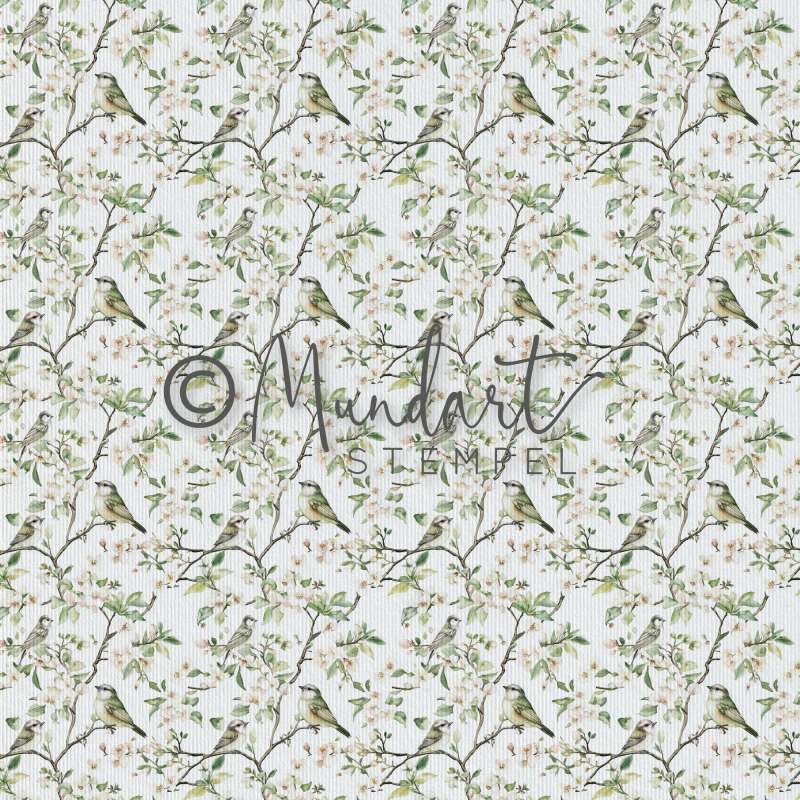 Designpapier Vögeli auf Ästen