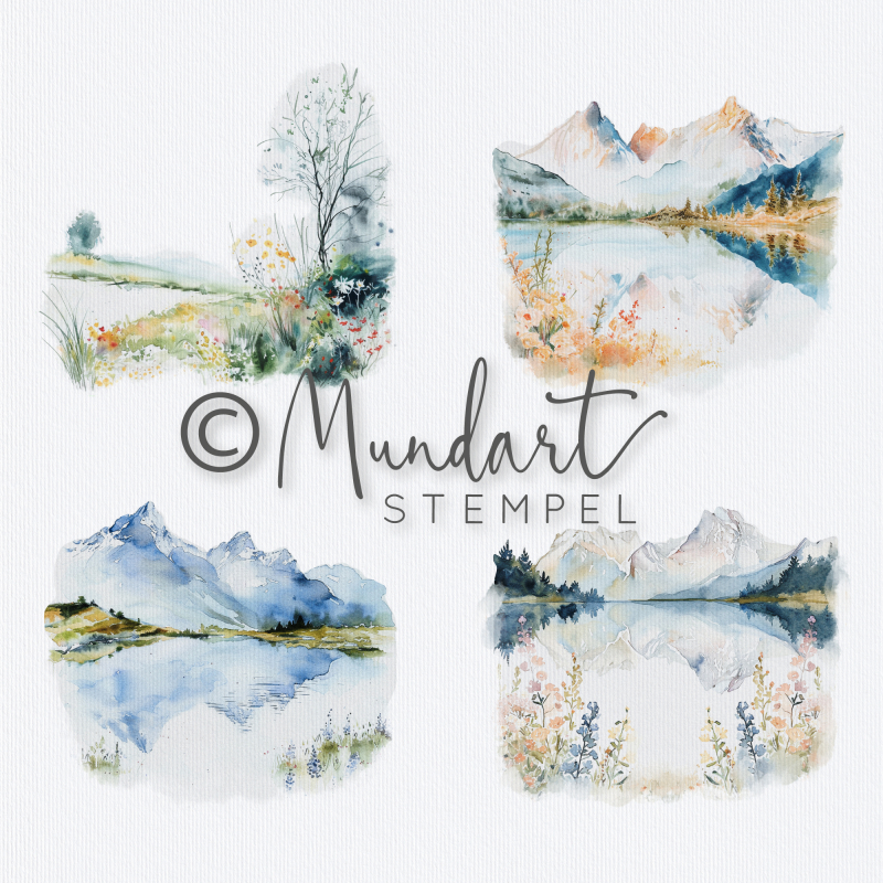 Designpapier Bergwelt geviertelt