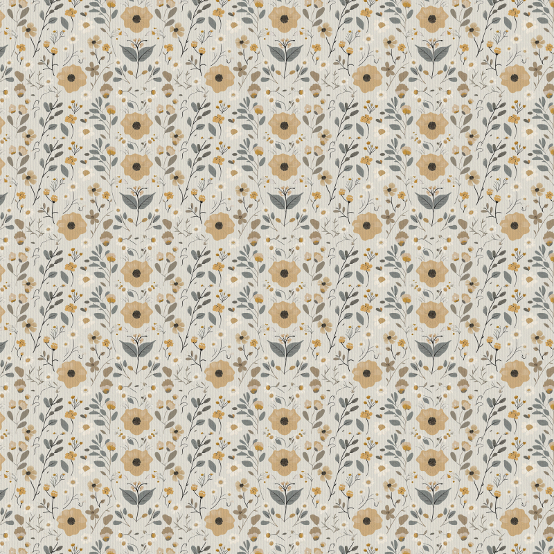 Designpapier Skandi Blumen senfgelb