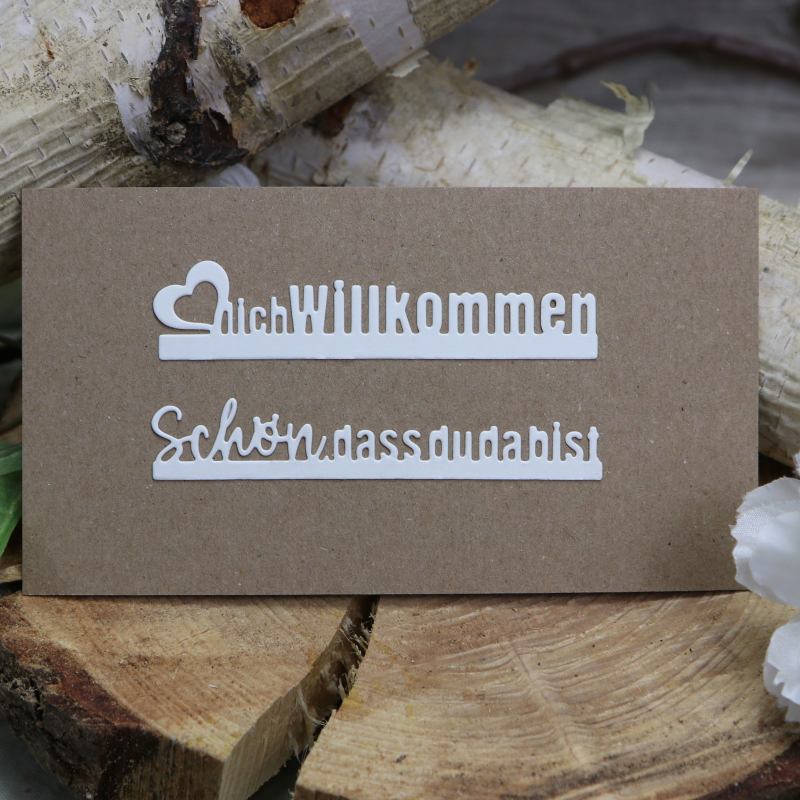 Stanzschablonen-Set Herzlich Willkommen & Schön dass du da bist