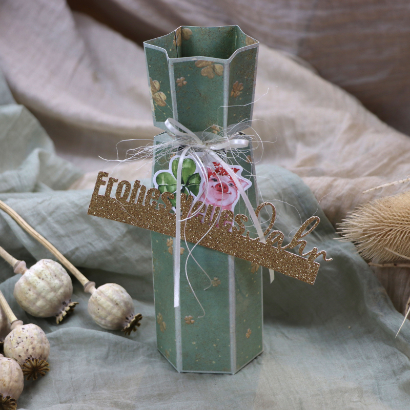 Designpapier Kleeblätter gold (doppelseitig bedruckt)