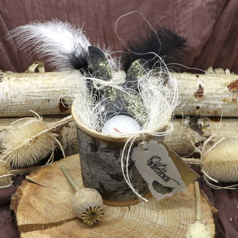 Papp-Becher inkl. Deckel - Höhe 8,6 cm