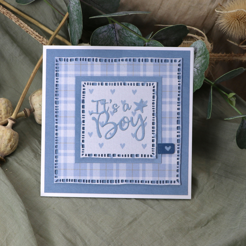 Designpapier Herzen und Karo blau