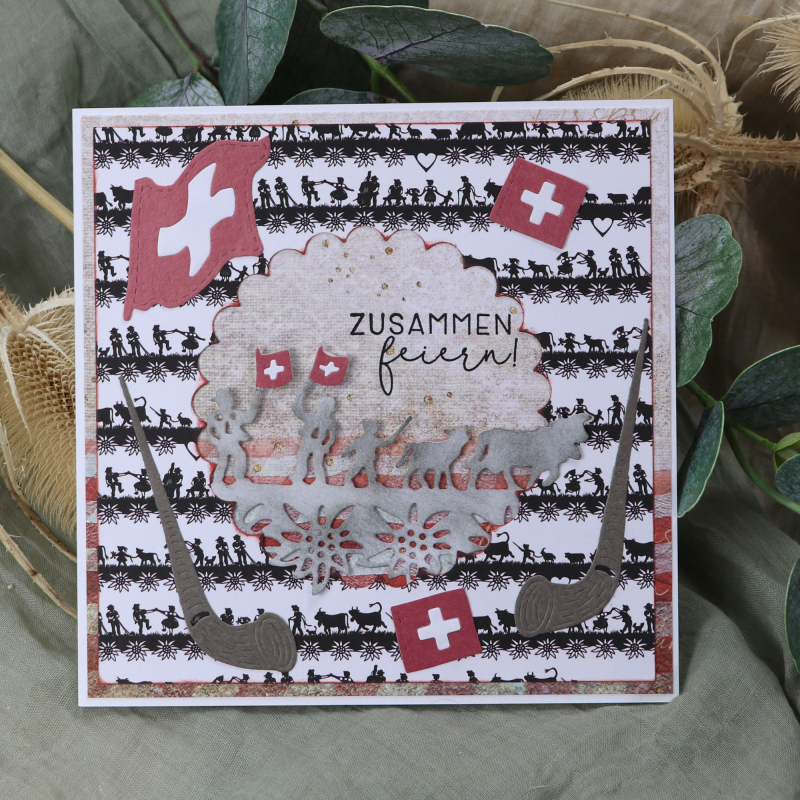 Designpapier Scherenschnitt Bordüre schwarz