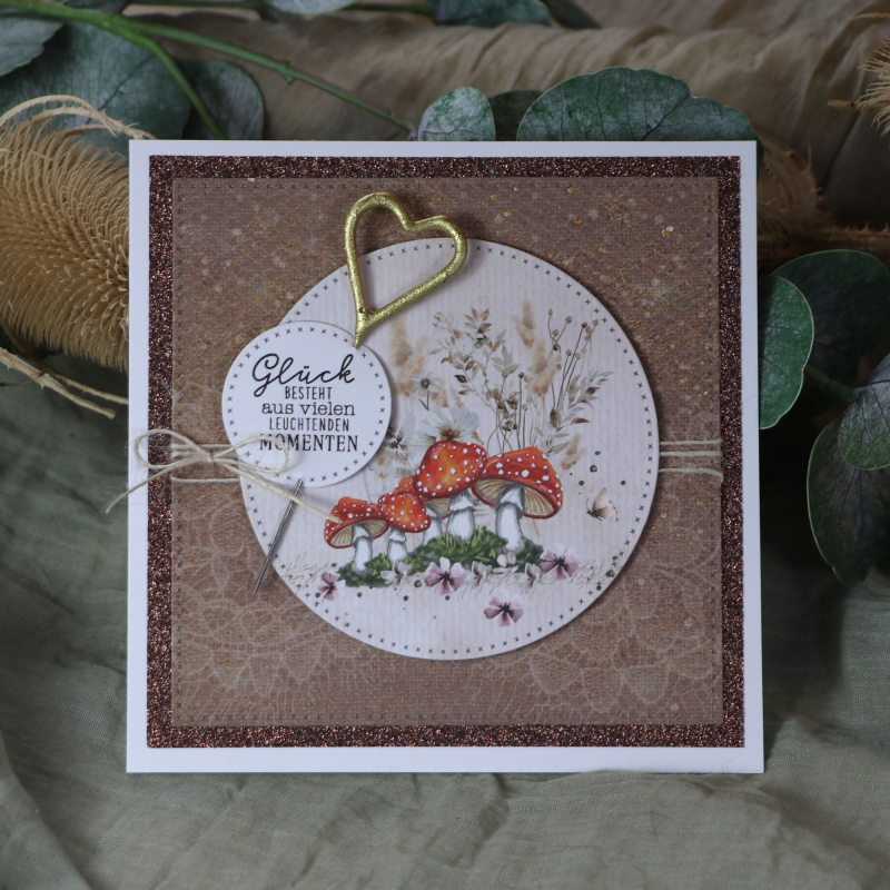 Designpapier Pilze mit Zweigen