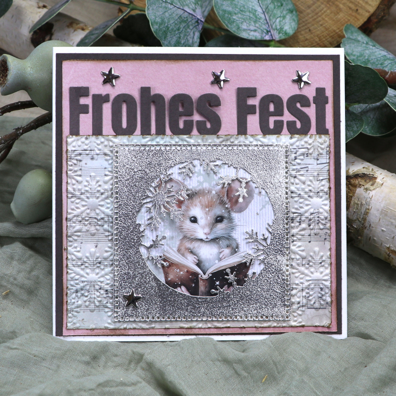 Designpapier Noten mit Schneesternen