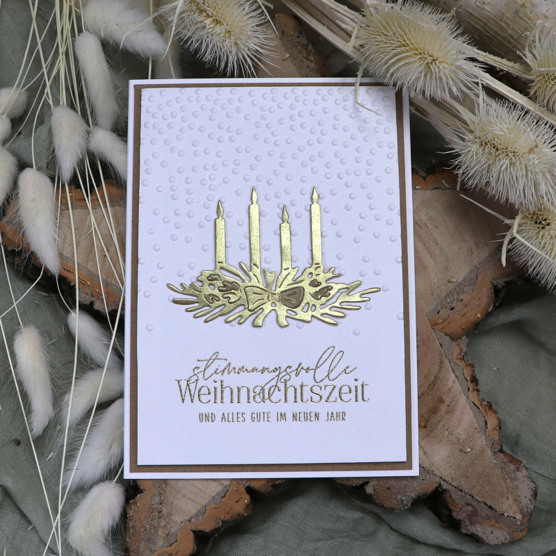 Holzstempel stimmungsvolle Weihnachtszeit und alles Gute im neuen Jahr