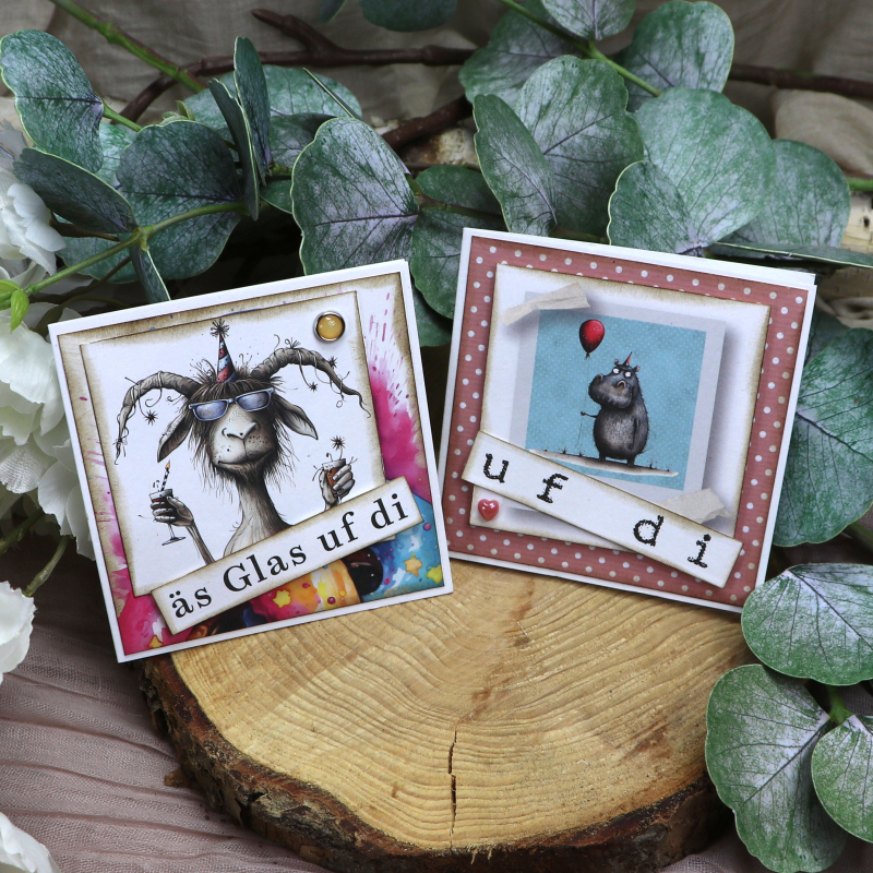 Designpapier lustige Partytiere mit Sprüchen