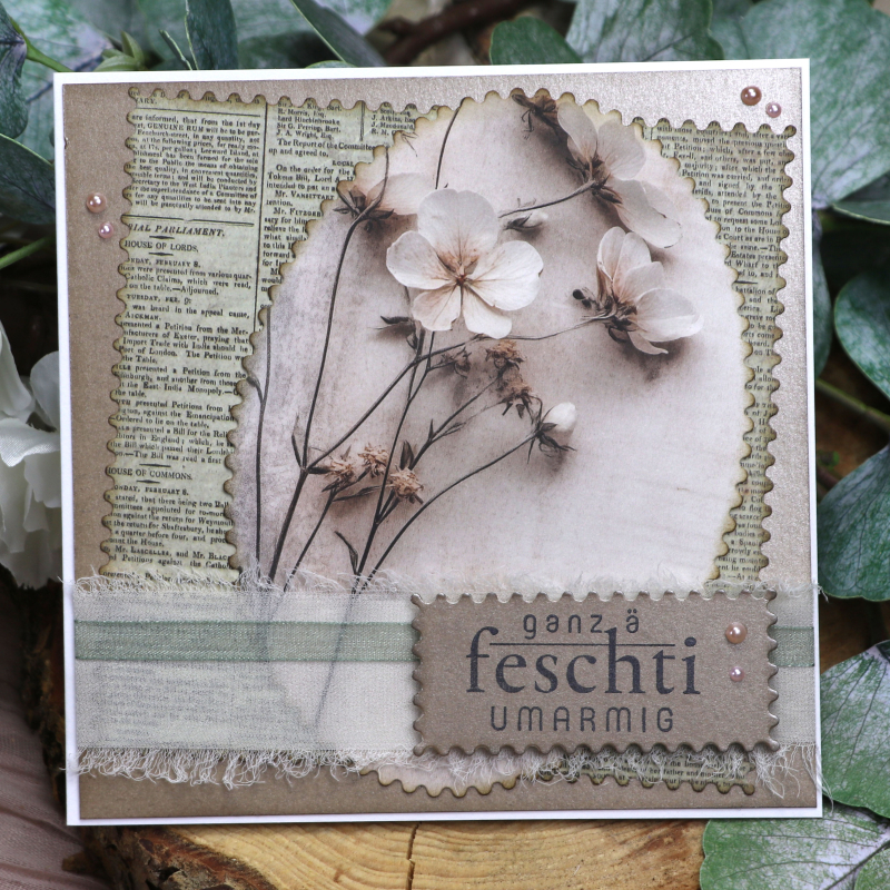 Holzstempel ganz ä feschti Umarmig