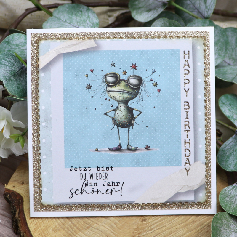 Designpapier lustige Partytiere geviertelt