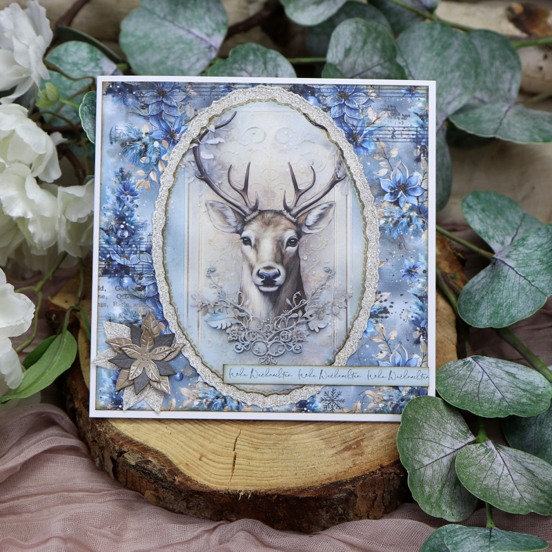 Designpapier Winterblüten in blau