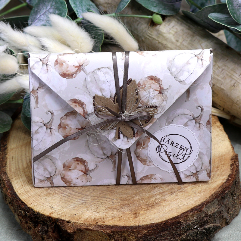 Designpapier Kürbisse weiss und beige