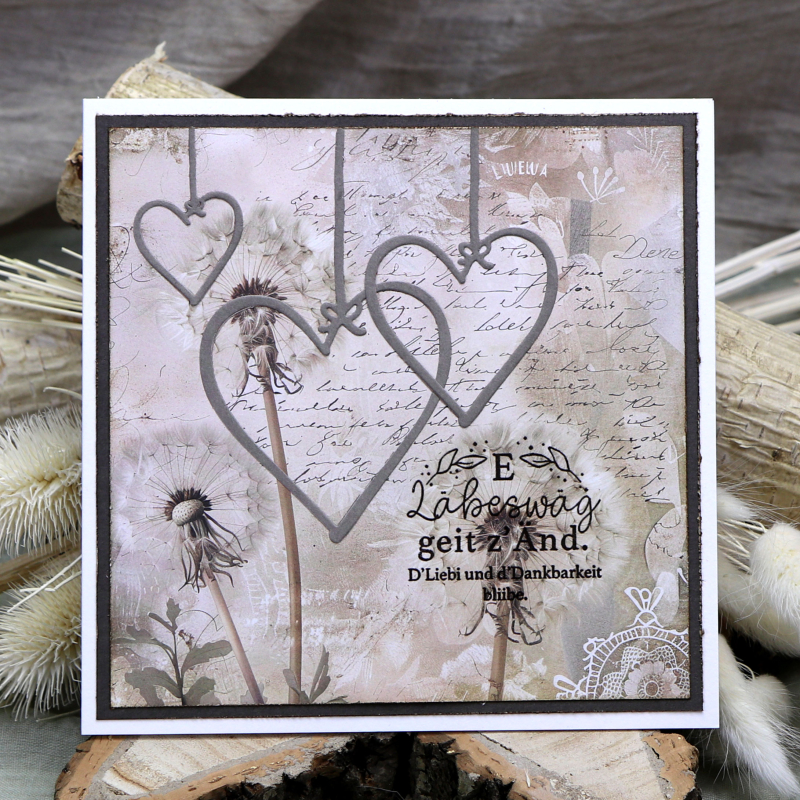 Designpapier Pusteblumen geviertelt