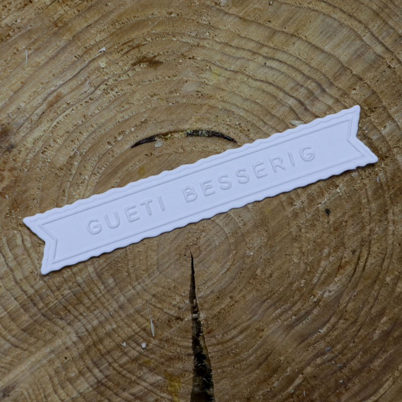 Kombinierte Stanz- und Prägeschablone gueti Besserig