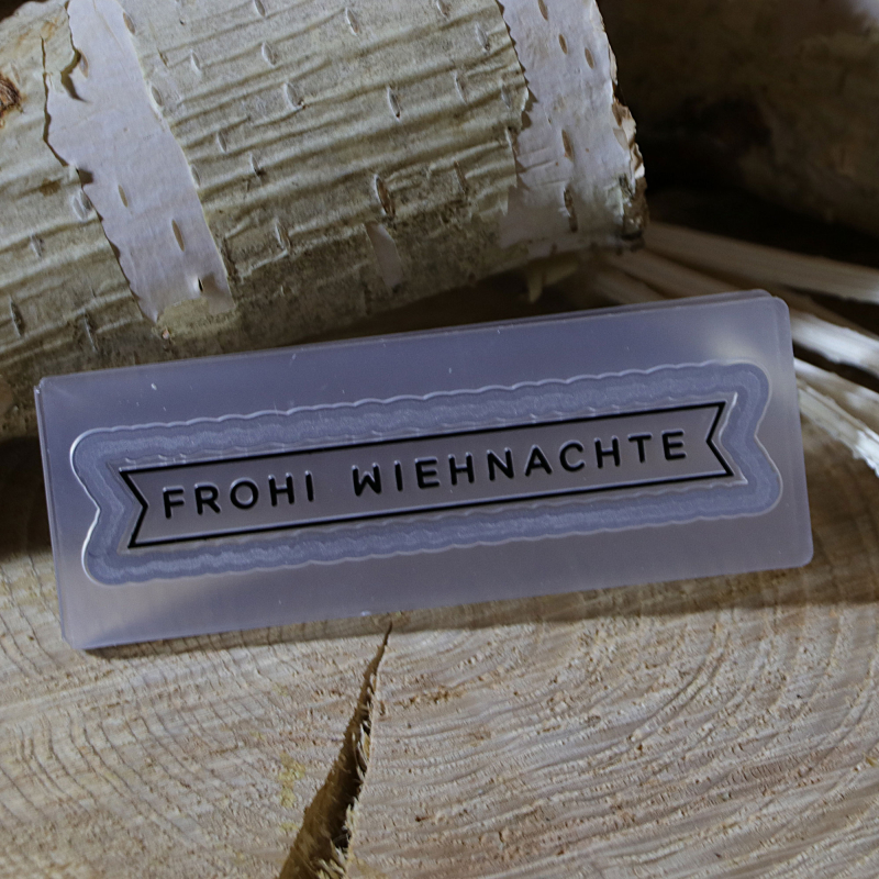 Kombinierte Stanz- und Prägeschablone frohi Wiehnachte