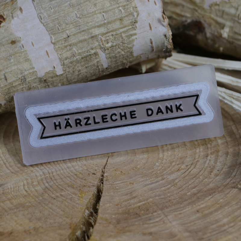Kombinierte Stanz- und Prägeschablone härzleche Dank